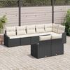 8 Piece Black Poly Rattan Sofa Set with Cushions