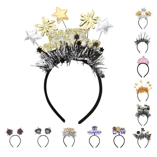 Yousheng Elastic Hair Hoop Men Women New Year Theme Headband HAPPY NEW YEAR Decoration Versatile Hair Accessory