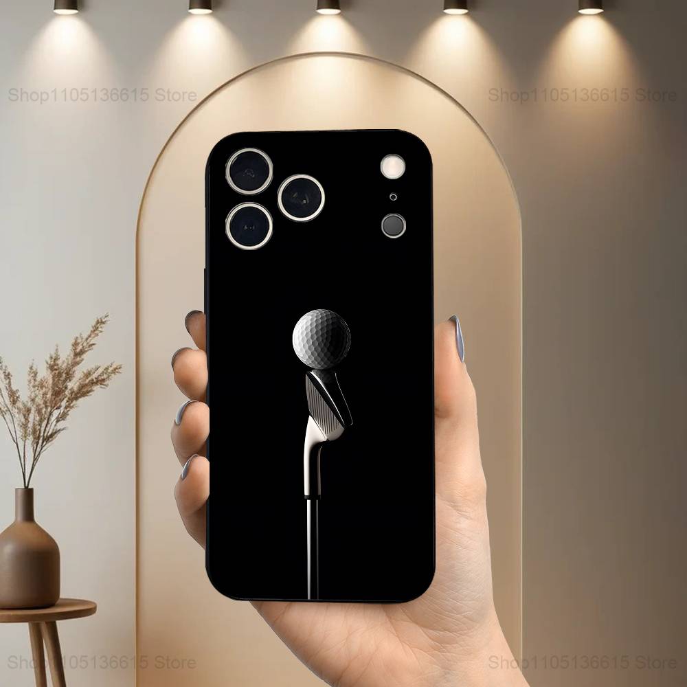 Sports Golf Modern Phone Case For iPhone 17,16,15,14,13,12,11 Plus,Pro Max,XS,X,XR,SE,Mini,8,7,Soft Silicone Black Cover