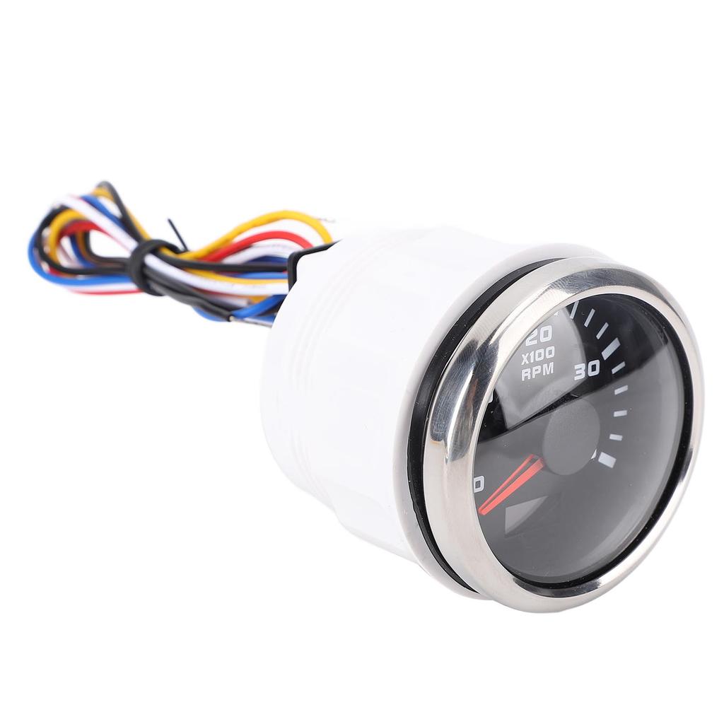 52mm Engine 4000RPM Tachometer Gauge with Hour Meter 7 Color Backlight for Truck Tractor Car RV Boat DC 9 To 32V Black
