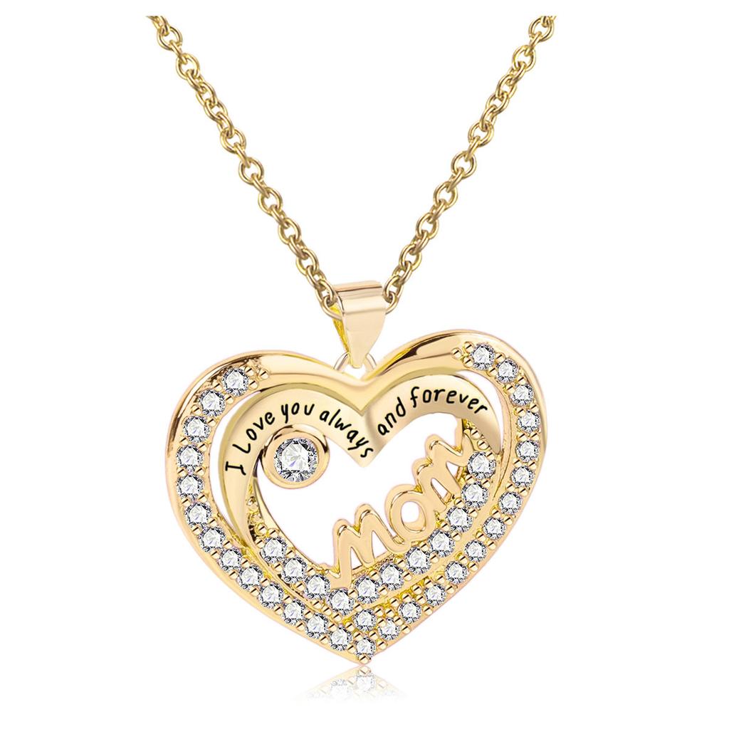 Подарок на День матери в виде сердца, циркониевое ожерелье с надписью MOM