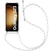 Cell Phone Chain Case for Samsung Galaxy S23 Reinforced Shockproof Protection with White Chain