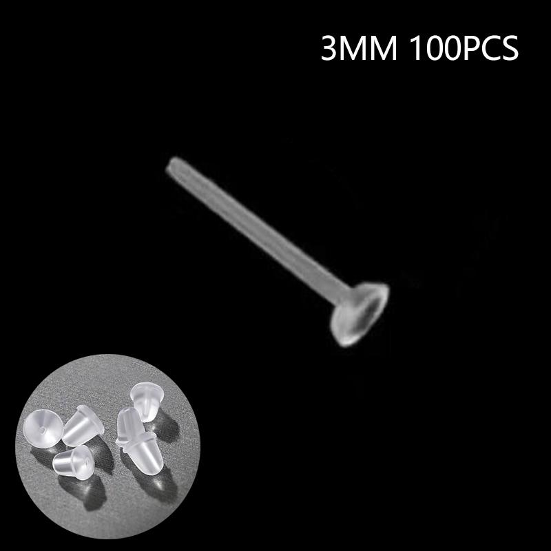 10/20/50/100Pcs Plastic Stud Earring Anti Allergy Ear Protect From Ear Hole Blockage Transparent Earrings Jewelry Parts Decor