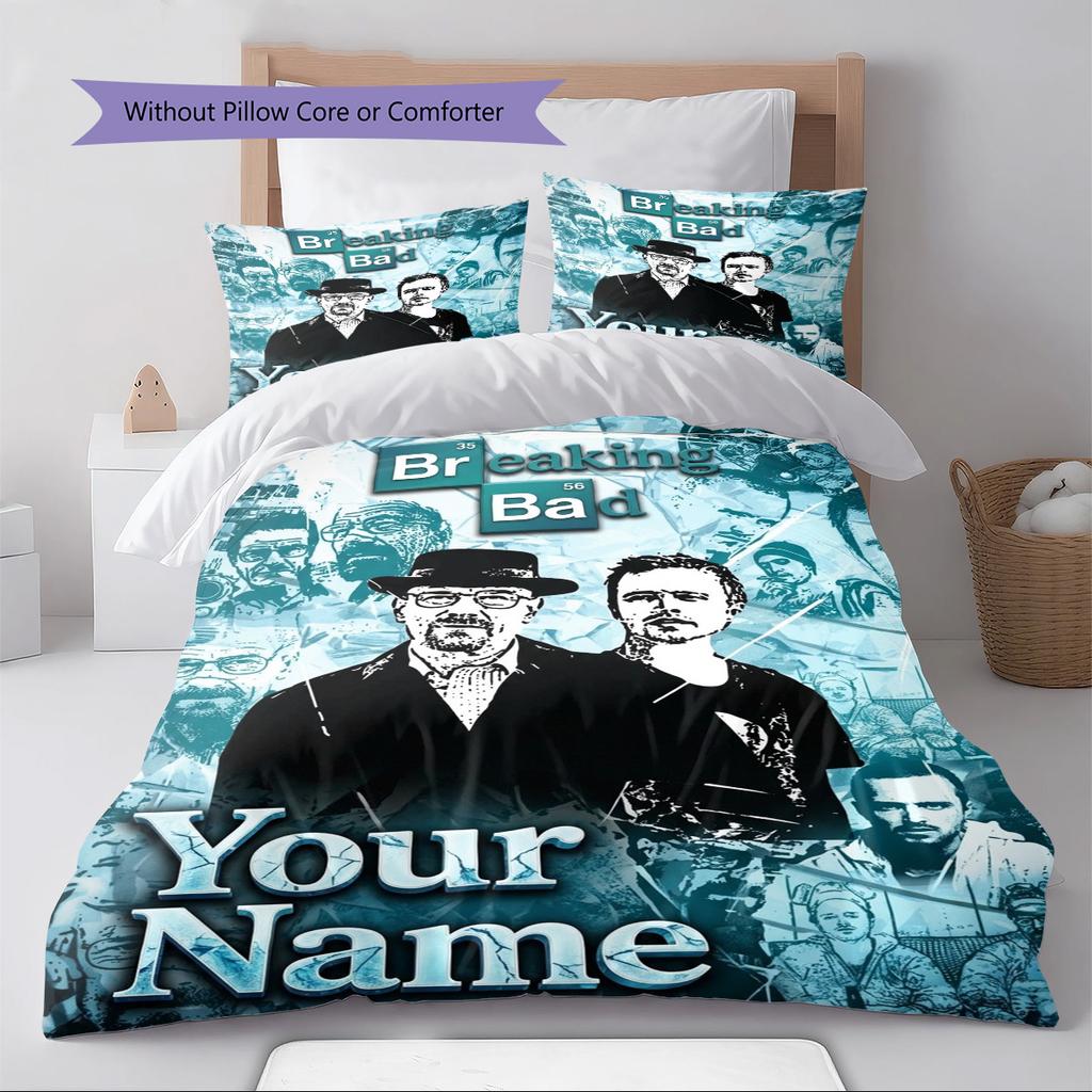 Name Custom Breaking Bad Pattern Bedding Set Quilt Cover Pillowcase Home Decor Gift (1 * duvet cover + 2 * pillowcase, without core)