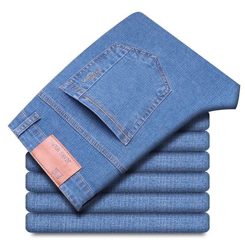 8 Types Of Blue And Black Autumn And Winter Men'S Jeans With Thick Fleece/Regular Optional Loose Straight Leg Casual Warm Outer Pants