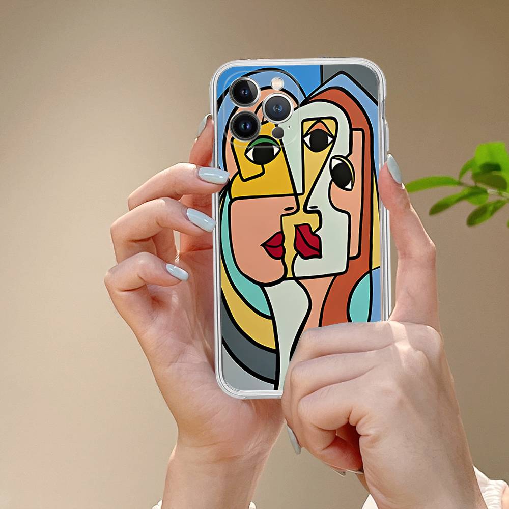 Абстрактное искусство Пикассо Чехол для телефона IPhone 16 15 Promax IPhone 14 11 12 High End 13 Pro Силиконовый