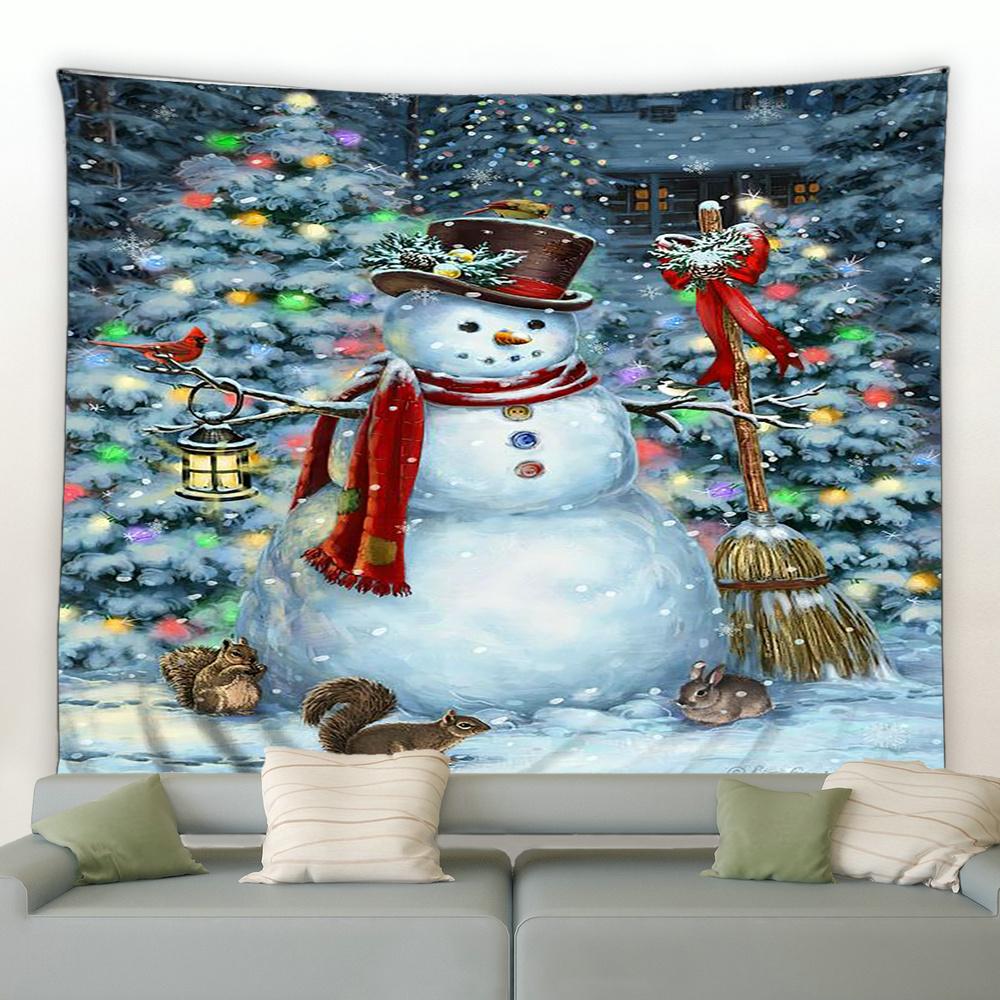 Snowman Christmas Tree Tapestry Christmas Wall Decor Background Fabric Home Decor Christmas Tapestry Tapeçaria De Natal