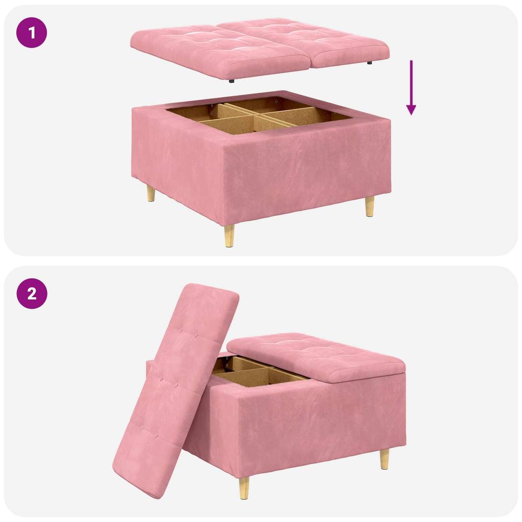 Storage Ottoman with Cushion Pink 80 x 80 x 45 cm Velvet