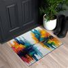1pc Vibrant Cityscape Reflection Flannel Mat - 0.47inch Thick Sponge, Machine Washable, Non-Slip Comfort - Ideal for Indoor/Outd