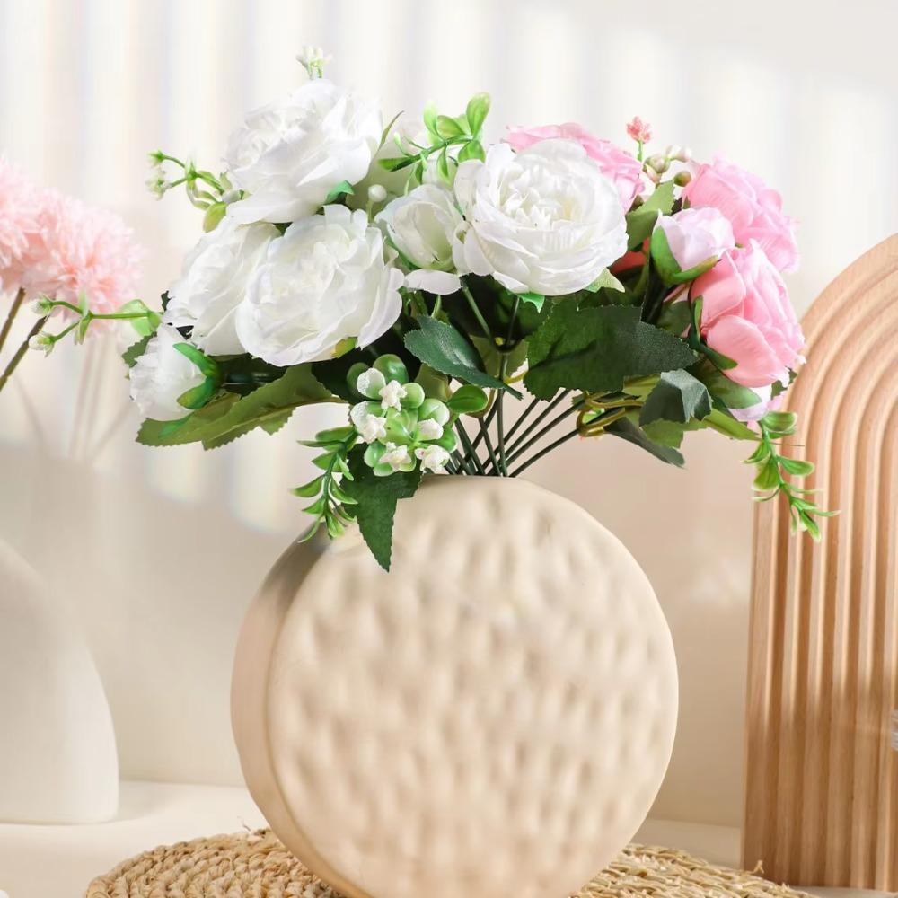 Long Stem Artificial Flowers Realistic Touch Bridal Bouquet Elegant Fake Roses Home Wedding Bridal