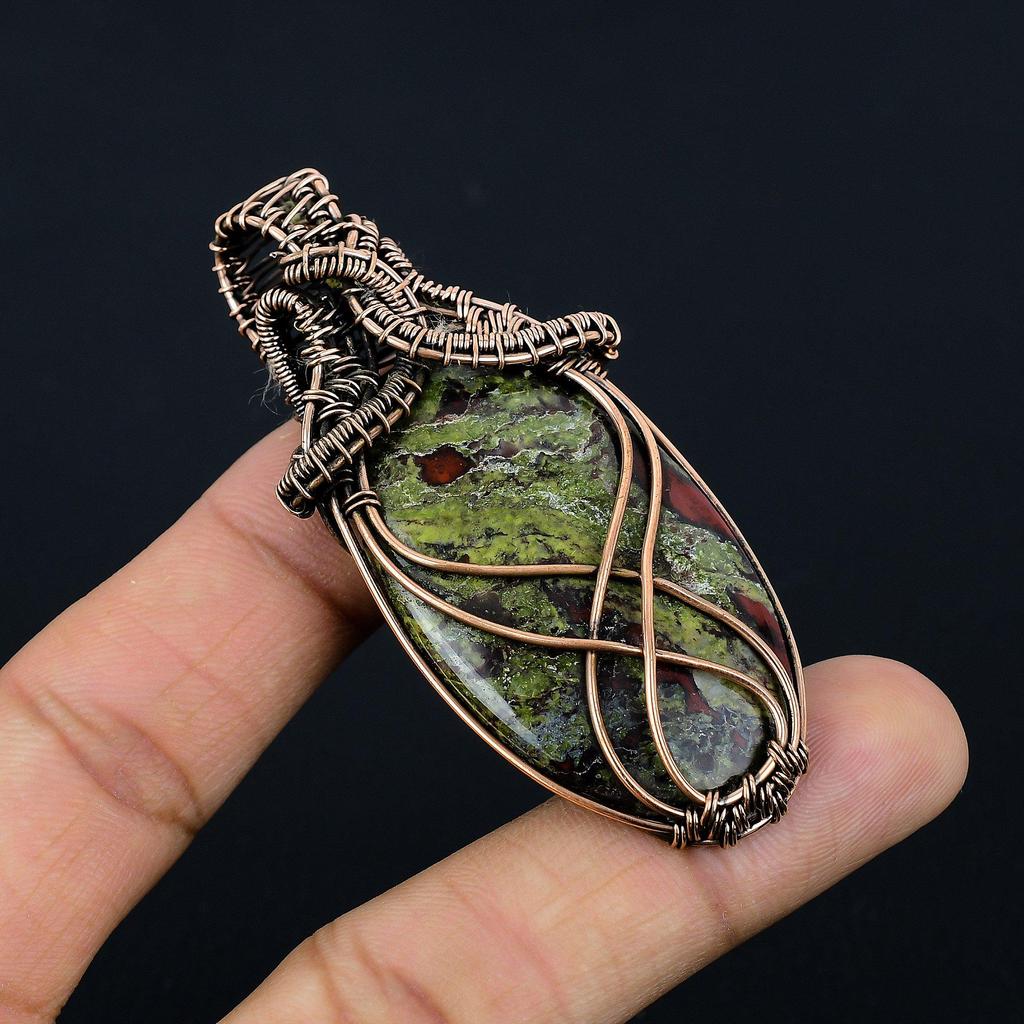 Dragon Blood Jasper 999 Copper Wire Wrapped Pendant, Handmade Gemstone Pendant Jewelry, Gifts For Wife Brand New Pendant