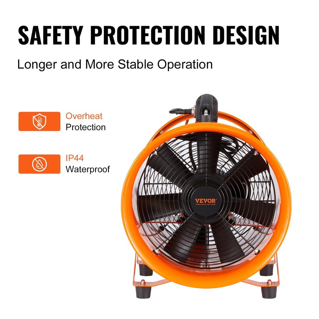 254mm Extractor Fan Blower Portable 5m Duct Hose Ventilator Industrial