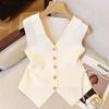Французский темперамент V-образный вырез однобортный без рукавов тонкий трикотажный жилет для женщин