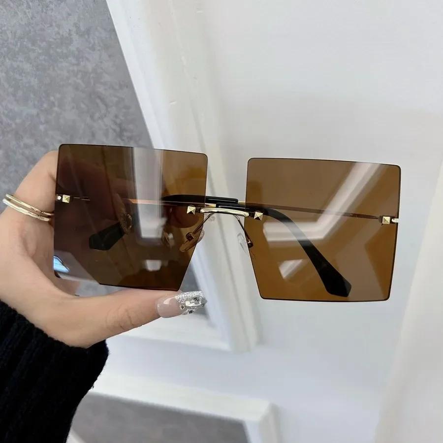 Личность Квадратные Солнцезащитные очки Женские Мужские Безободковые Солнцезащитные очки Женские Мужские Дизайнерский Бренд Классические Дорожные Для улицы