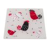 [A1915] - Glass Trivet 'Hens' Taupe Red - 20x20 Cm