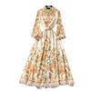 Palace Style Niche Style Print Long Puff Sleeve Dress