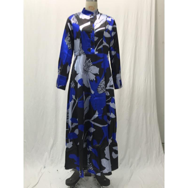 Женские летние длинные платья трапециевидной формы с цифровой печатью и талией