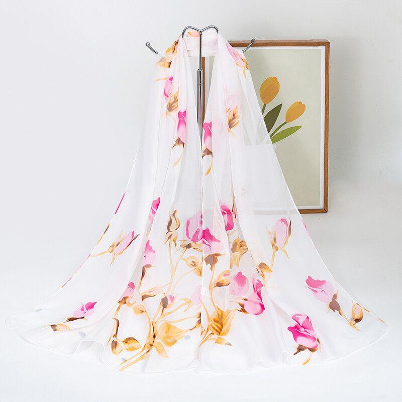 Spring Scarf Women's Chiffon Printed Thin Silk Scarf Shawl Dual-use Gift Women's Scarf Headband