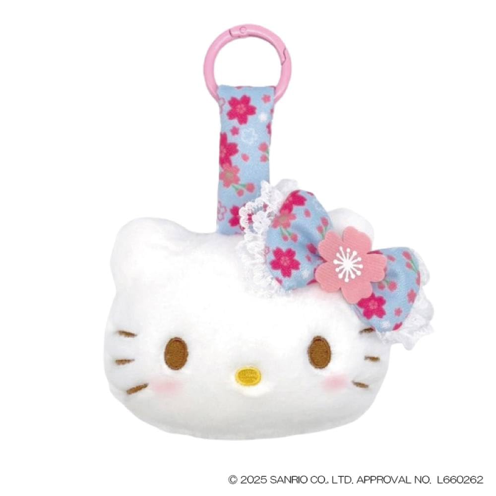 Nakajima Corporation Face Tag Mascot - Cherry Blossom Kimono Hello Kitty Blue 220677-26