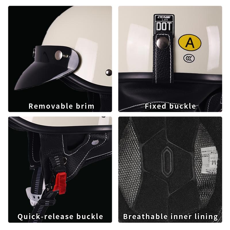 Ретро мотоциклетный полушлем, шлем-скуп для круизного мотоцикла