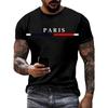 Vibrant Gradient Color Paris Graphic Print T-Shirt - Short Sleeve Crew Neck Tee Casual Breathable Comfortable Summer Outdoor Mens Clothing