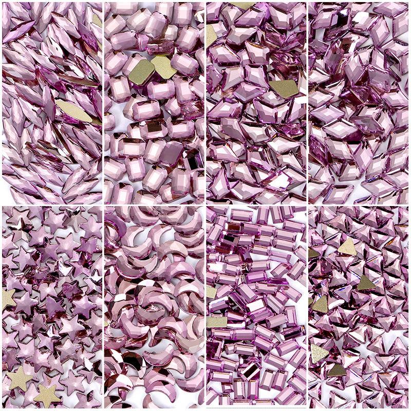 Плоское дно специальной формы, бриллиантовая звезда, луна, капля воды, звездчатый анис, бриллиантовый кристалл, пудра, стекло, сделай сам, украшения для ногтей