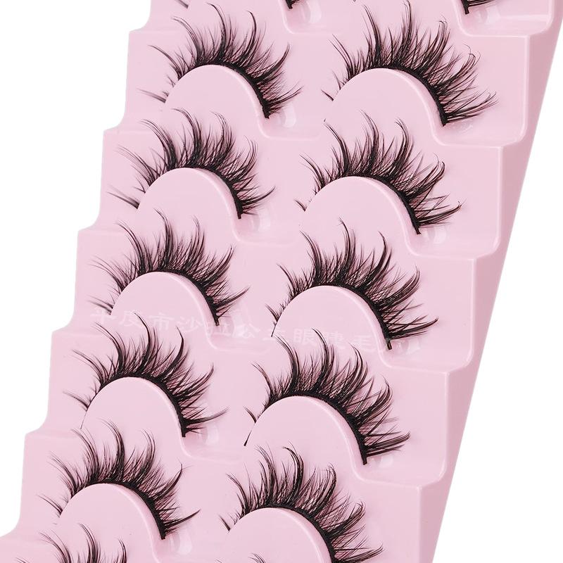 Seven Pairs Of Anime Eyelashes False Eyelashes, Exaggerated Thick Curled Eyelashes, Black Stem One Piece False Eyelashes