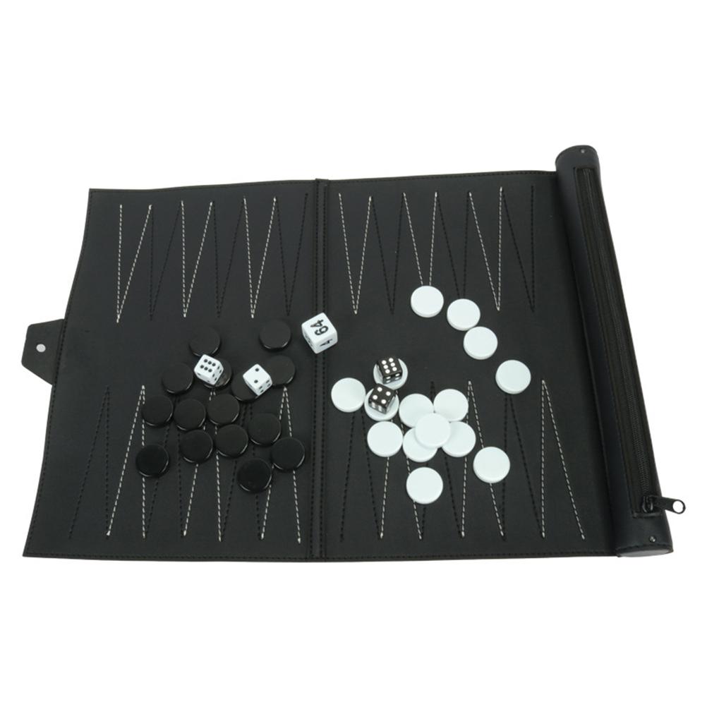 Portable Backgammon with PU Leather Chess Board Foldable Backgammon Board Travel Gifts