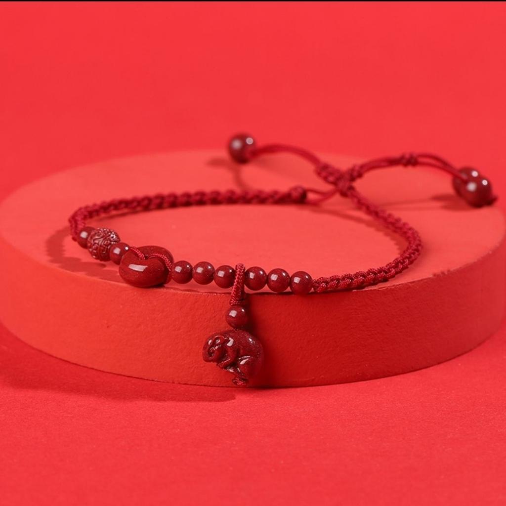 Мужской и женский браслет на щиколотку с натуральными цепочками из киновари и красной веревки, женский браслет на щиколотку для девушки