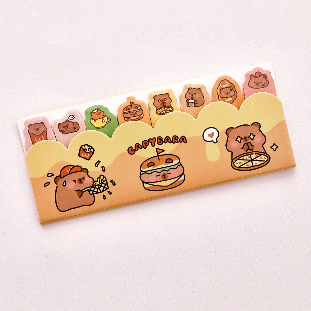 1 Piece Kawaii Stationery Kapibala Cartoon Marker Memo Pad Capybara Bookmark Flags Index Tab Sticky Notes Stickers
