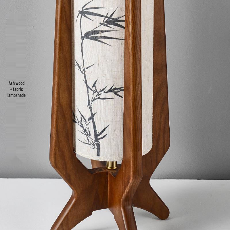 Zen Bamboo Leaf Solid Wood Floor Lamp for Living Room and Tea Room