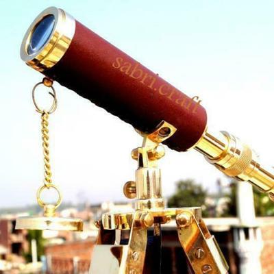 Старинный телескоп ручной работы из латуни с регулируемым штативом и столешницей, копия