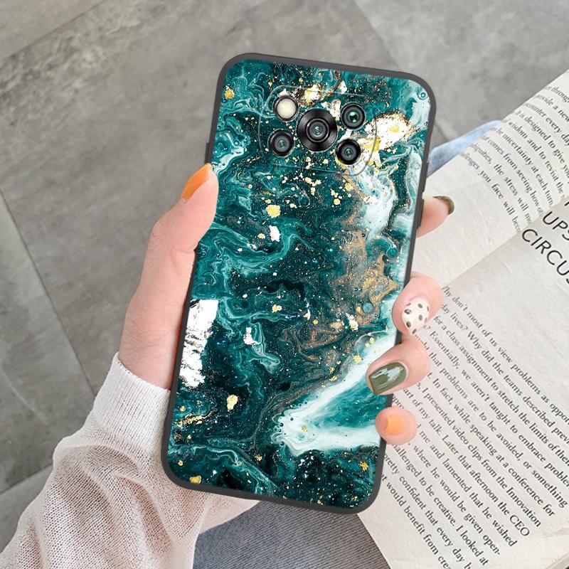 Чехол Poco X3 Pro Pocox3 NFC Роскошный Блестящий Золотая Фольга Океанский Мрамор Силиконовый Мягкий Чехол для Телефона для Xiaomi Poco X3 X5 X6 Pro