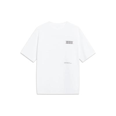 Футболка унисекс с коротким рукавом и заниженной линией плеч Li Ning CF Su Zi Letter, круглый вырез, стандартная белая AHSUB19-1