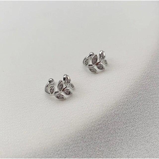 925 Sterling Silver Leaf Earcuff Clips On Earrings For Women Sweet Cute Student Jewelry