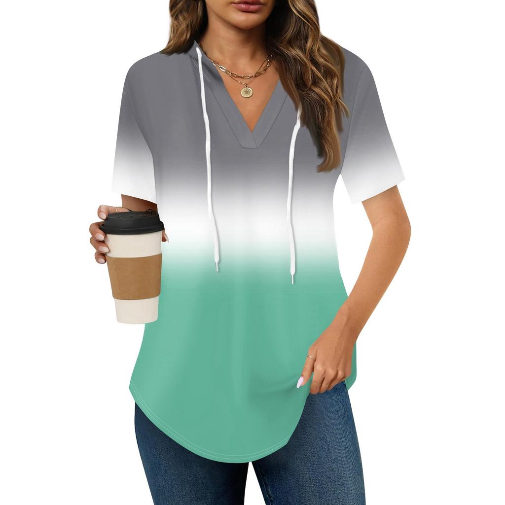 Женские летние футболки с V-образным вырезом, толстовки с коротким рукавом, туники, повседневные свободные туники, толстовки