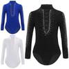 Boys Deep V-neck Latin Dance Jumpsuit Long Sleeve Figure Skating Ballroom Performance Costume Tango Rumba Cha-Cha Dancewear