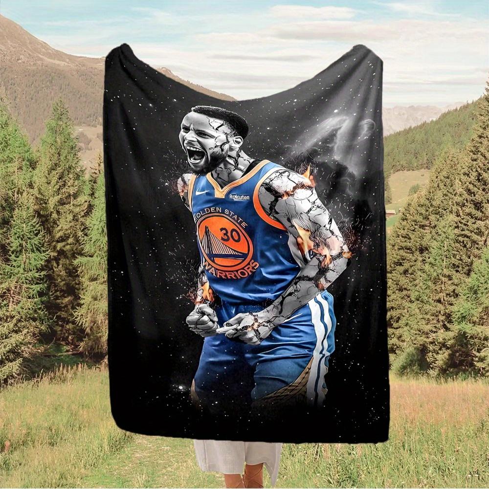 1pc Basketball, Warriors, Celebration Digital Printed Flannel Blanket, Super Soft Plush Fleece Bed Cover, Multipurpose Four Season Blanket f
