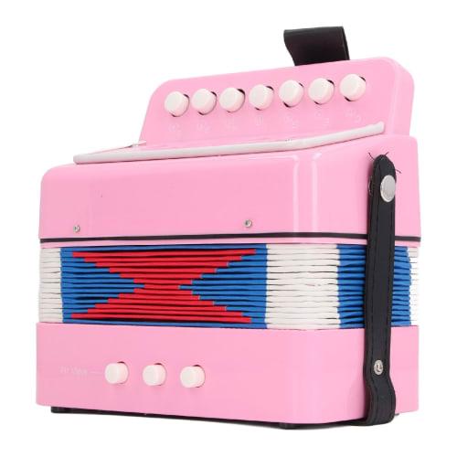 7-Key Button Accordion for Kids, Educational Instrument for Practice and Stage Performance, Beginner Accordion (Rose)