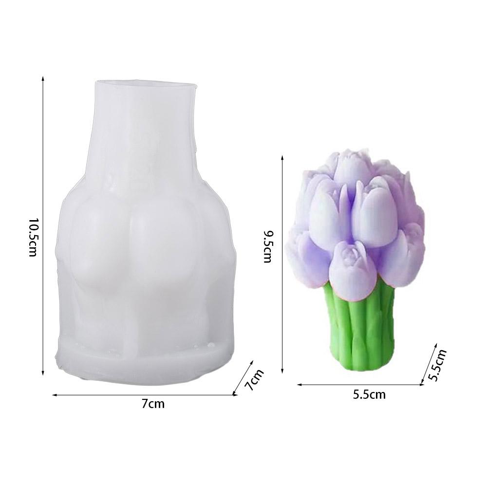 DIY Handmade Tulip Bouquet Candle Molds Flexible Silicone Soap Making Mold  Kitchen Cooking
