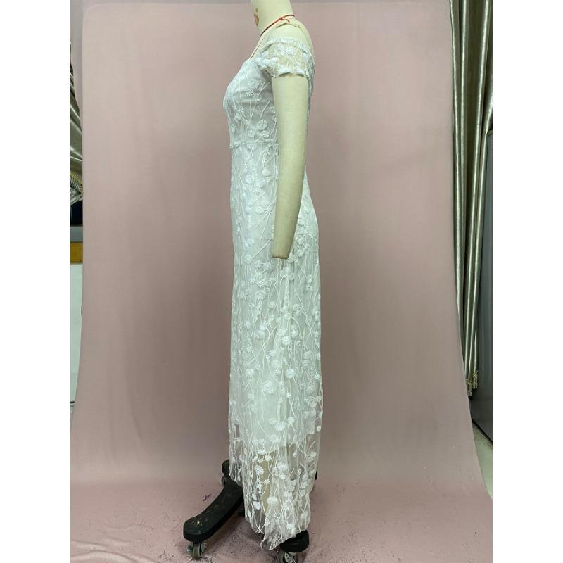 Women's Summer Holiday Slim Fishtail Backless Halter Lace Dresses