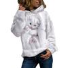Yousheng Fall Winter Women Hoodie 3D Animal Print Loose Hooded Thick Plush Soft Warm Long Sleeve Pullover Mid Length Elastic Cuff Casual Top