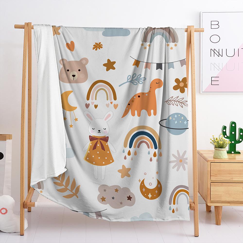 Blanket Flannel Blanket Illustration Flower Animal 3D Digital Printing Blanket Cover Blanket