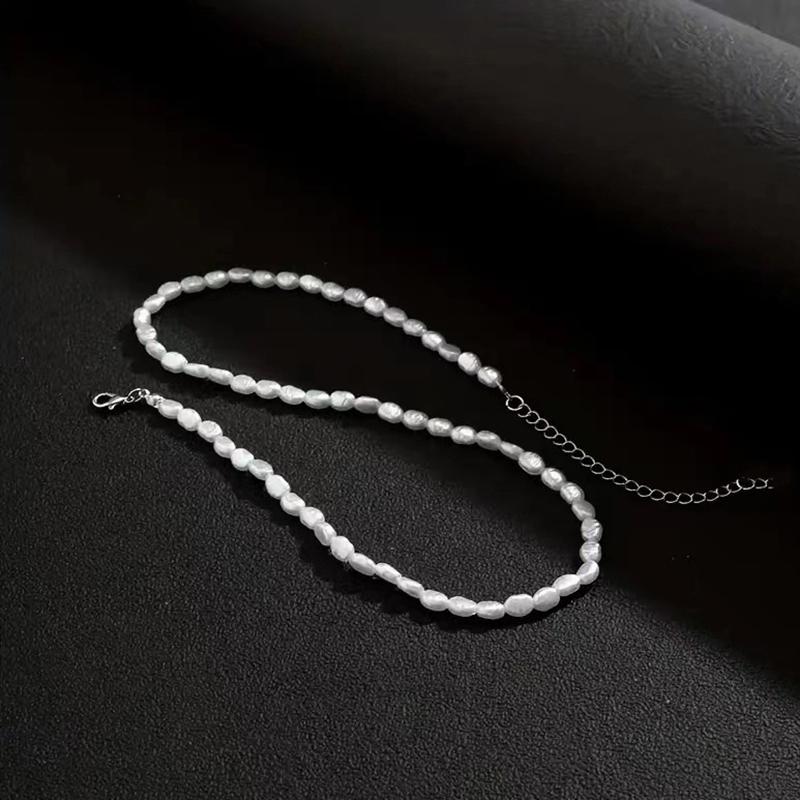 Simple Imitation Pearl Choker Necklace For Women Vintage Elegant Beaded Temperament Necklace Wedding Party Jewelry