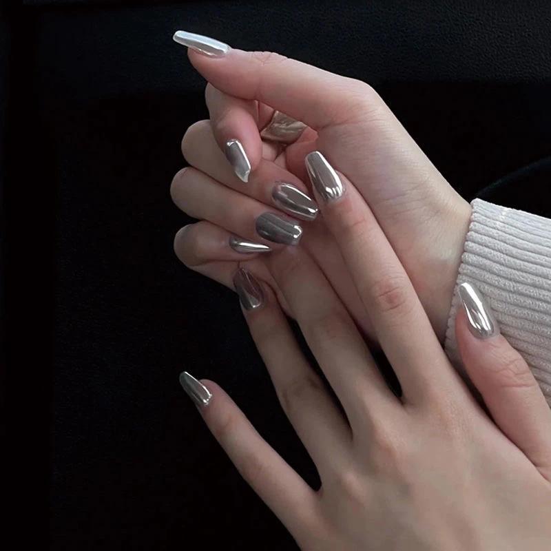 1 коробка, зеркальная пудра для ногтей с лунным светом, серебристая, с тонкими блестками, пигменты с металлическим эффектом, гель-лак, хромированная голографическая пудра для ногтей