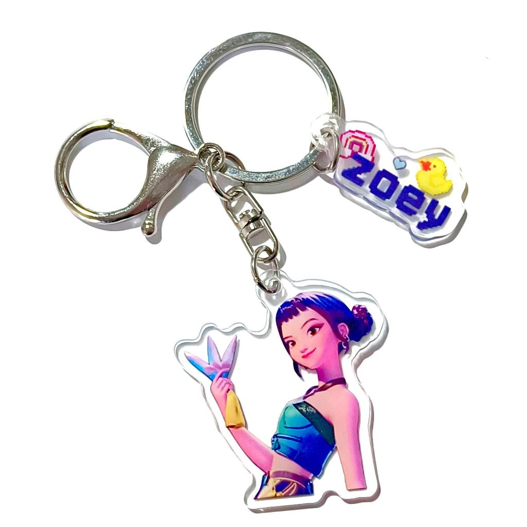 K-pop Брелок для ключей с женской группой «Охотники на демонов»: Милый акриловый брелок для школьной сумки Lumi, Zoe, Mira & Qin Yu