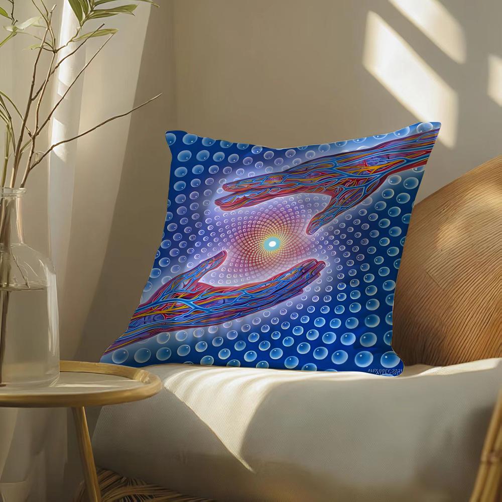 Alex gGrey art Pillow Case DoubleSided Plush Sofa Cushion Covers Organic Breathable Invisible Zipper