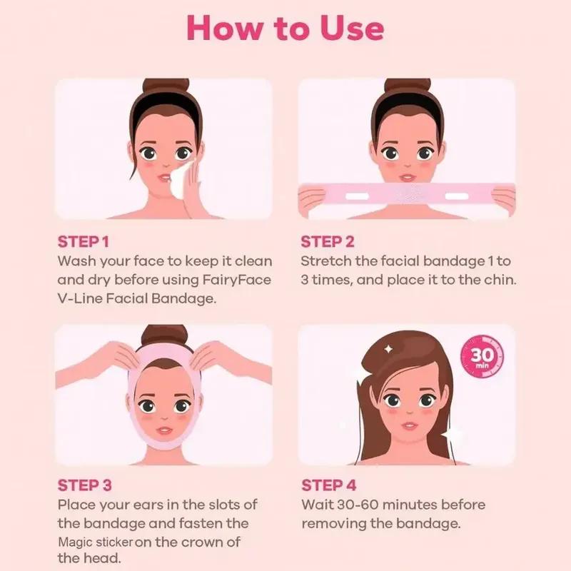 Женский бандаж для похудения лица, лента для подтяжки лица, V-линия, формирователь подбородка и щек, ремень для подтяжки, массажная лента для лица, инструменты для красоты и ухода за кожей