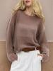 Women's Hollow Knitted Tops With See-through Collar And Thin Sweaters
