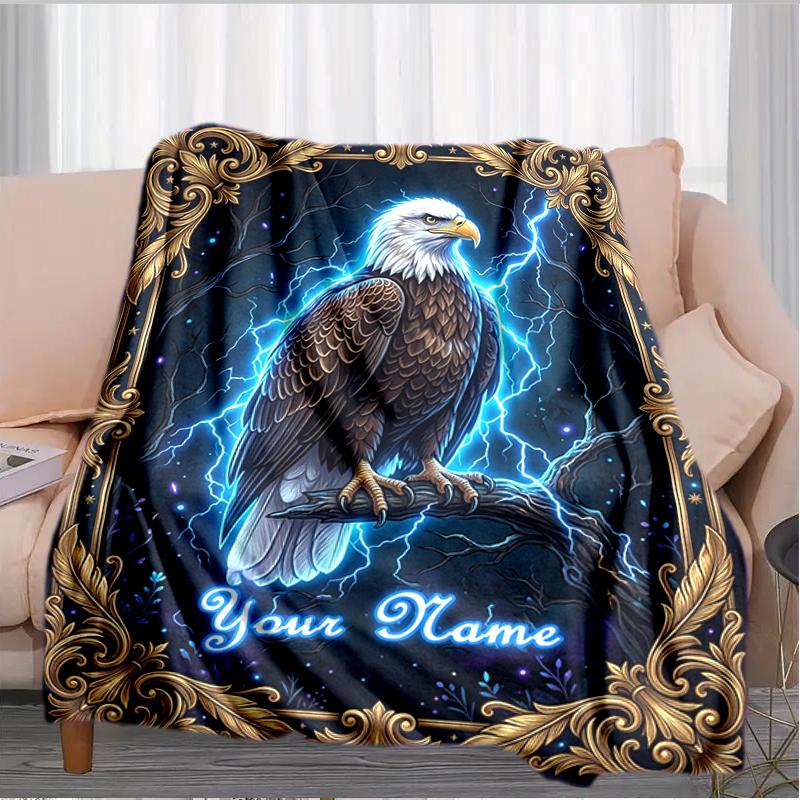 1PC Custom Name Eagle Strike blanket versatile,all-season throw suitable for the living room,bedroom,camping,travel,and gift